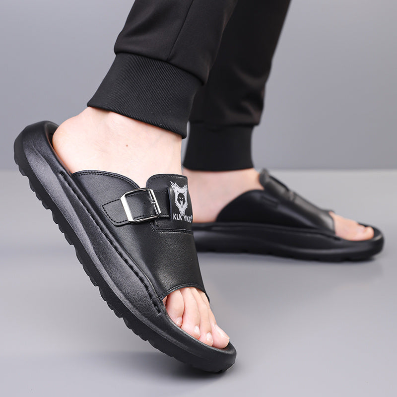 Soft EVA Men's Slippers - Comfortable, Thick Sole, Non-Slip Casual Slip-On Shoes, Stylish Open-Toe for All Seasons, Perfect for Indoor/Outdoor Use, Beach and Home Relaxation, Men's Breathable Outdoor Driving Anti-Slip Durable Summer Sandals, Fashionable