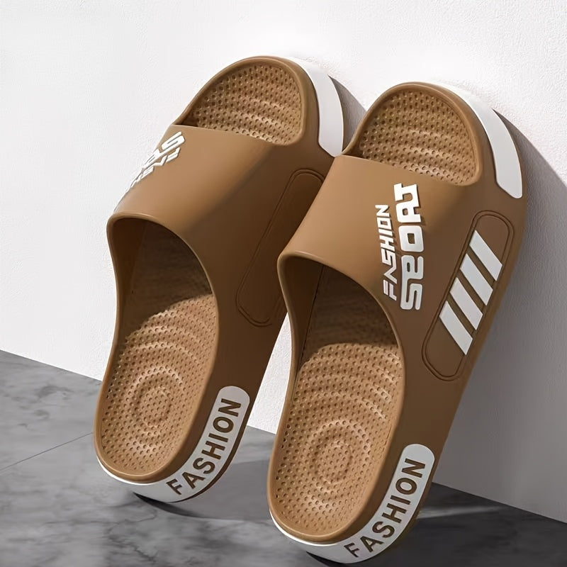 Men'S EVA Slide Sandals - Non-Slip, Massage Design, White with Black Accents, Perfect for Indoor & Outdoor Use, All-Season Comfort, Indoor Slippers | Sporty Sandals | EVA Sandals