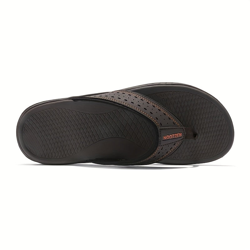 Men's Non-Slip Sport Flip Flops - Slip-On Beach Sandals with Cushioned EVA Sole, Lightweight PU Upper - All-Season Indoor/Outdoor Shoes for Gym, Travel, Casual Walking - Men's Comfortable Thong Sandals, Beach Shoes, Travel Footwear, Sleek Design,