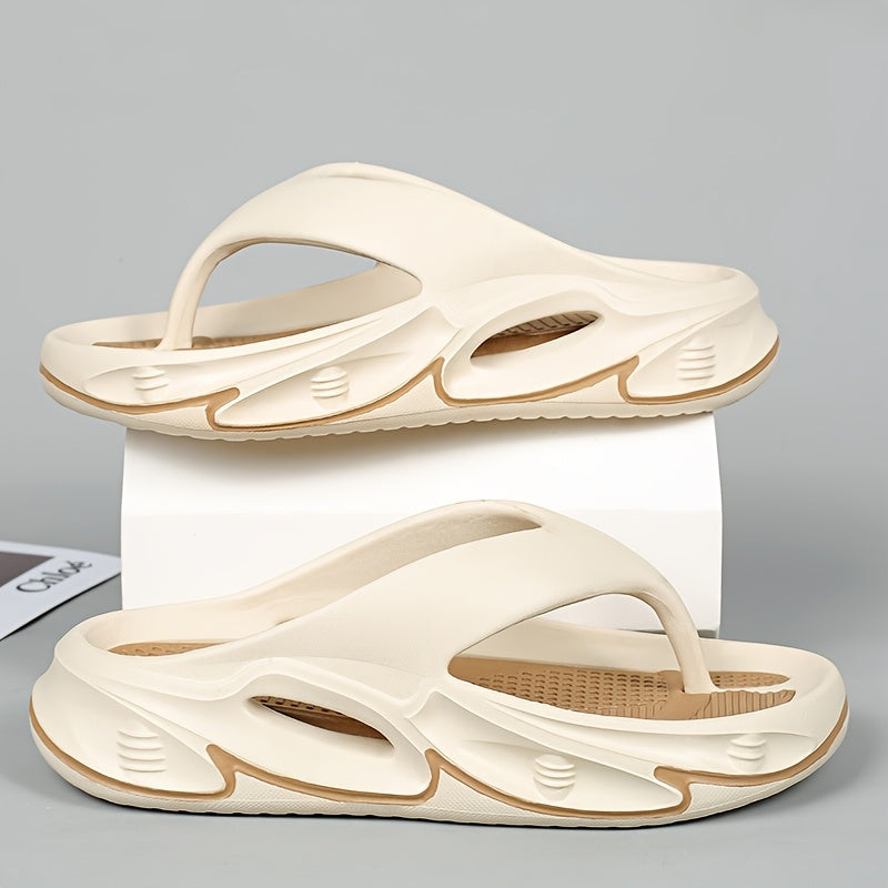 Men's and Women's fashionable color block thick bottom flip flops, comfortable, non slip, casual, durable EVA sole toe sandals suitable for Men's and Women's outdoor activities