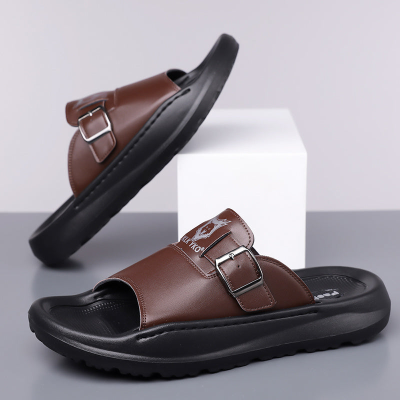 Soft EVA Men's Slippers - Comfortable, Thick Sole, Non-Slip Casual Slip-On Shoes, Stylish Open-Toe for All Seasons, Perfect for Indoor/Outdoor Use, Beach and Home Relaxation, Men's Breathable Outdoor Driving Anti-Slip Durable Summer Sandals, Fashionable