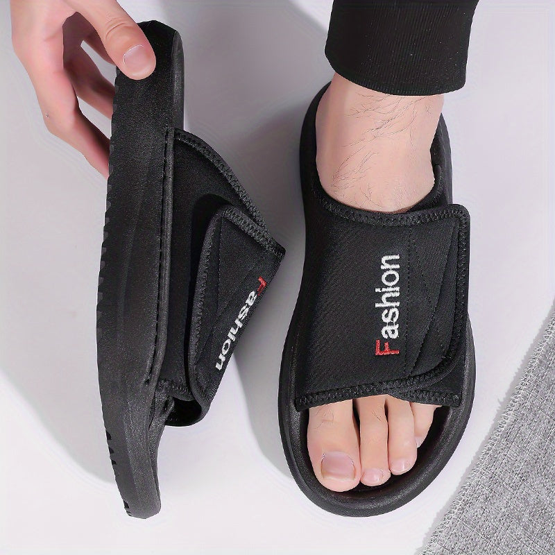 Men'S Classic Slide Sandals with Adjustable Strap, Shock-Absorbing Soft Cushion Insole, Non-Slip Durable Outsole for 11 Festivals, Summer Beach Pool Casual Slippers