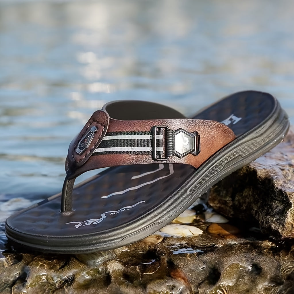 New Trendy Flip-Flops for Home Use, Lazy Slippers, Beach Shoes, Lightweight, Quick-Drying, Odor-Resistant, Wear-Resistant, Comfortable, Soft-Soled Casual Shoes for Men. Summer Outdoor Fashionable And Versatile Home And Bathroom Non-Slip Slippers, 2pcs