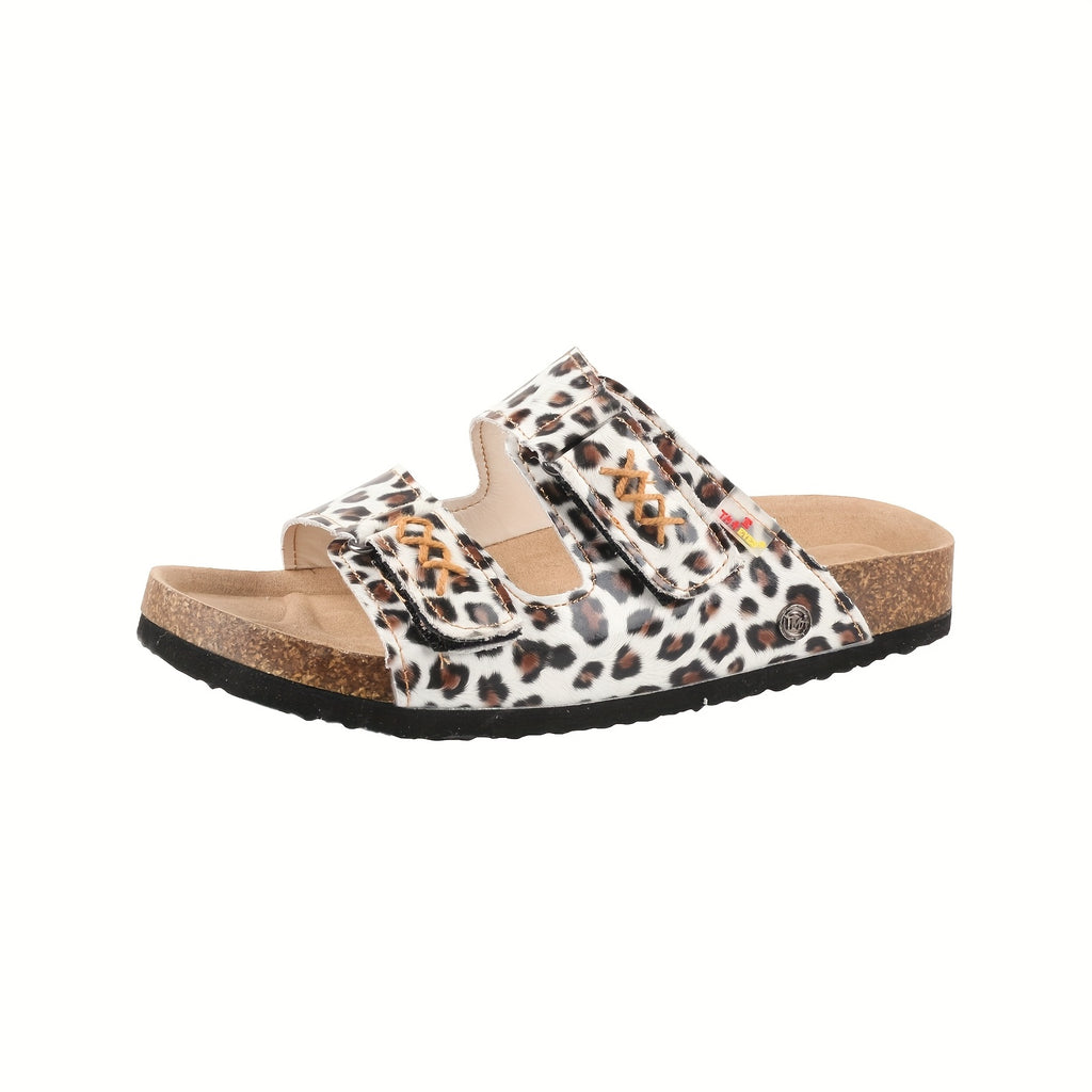 Women's Leopard Print Flip Flops - Open-Toe Summer Sandals with Non-Tiring Thick Platform Sole, Cushioned EVA/TPR Outsole - Slip-On Beach Shoes for Women - TMA EYES Everyday & Formal Use, Cute Sandals