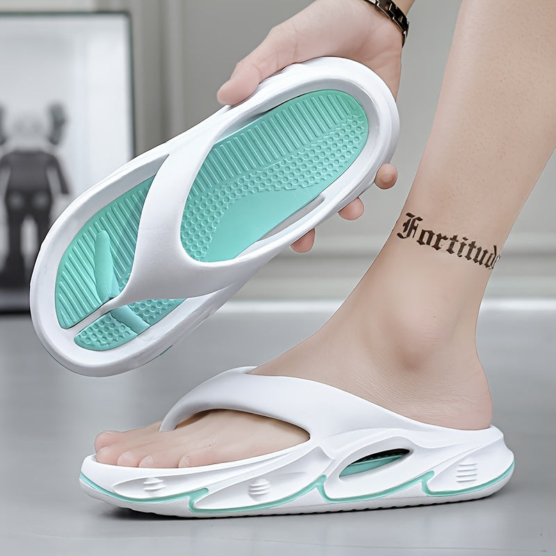 Men's and Women's fashionable color block thick bottom flip flops, comfortable, non slip, casual, durable EVA sole toe sandals suitable for Men's and Women's outdoor activities