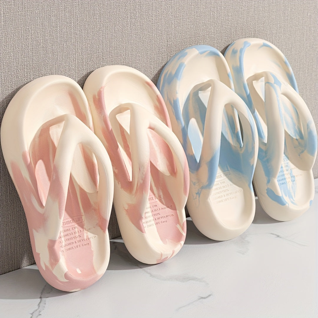 Unisex EVA Slide Sandals - Slip-On Open-Toe Beach Slippers with Pastel Pink & White Pattern, Lightweight Breathable All-Season Indoor/Outdoor Casual Slippers for Men & Women, Perfect Gift, Indoor Footwear, Vibrant Slipon, Comfortable Footwear