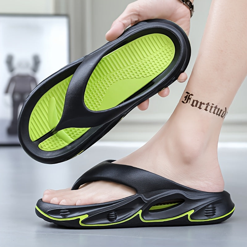 Men's and Women's fashionable color block thick bottom flip flops, comfortable, non slip, casual, durable EVA sole toe sandals suitable for Men's and Women's outdoor activities