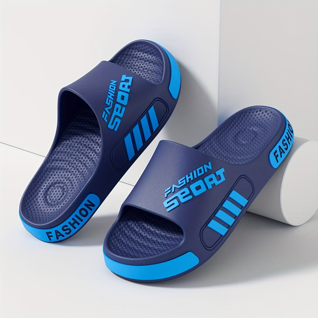 Men'S Summer Fashion Massage Slides - Non-Slip Textured Design, EVA Material, Breathable Open-Toe Slippers for Home, Outdoor, and Beach Use, Indoor Slippers | Casual Slippers | EVA Slides, Summer Sandals