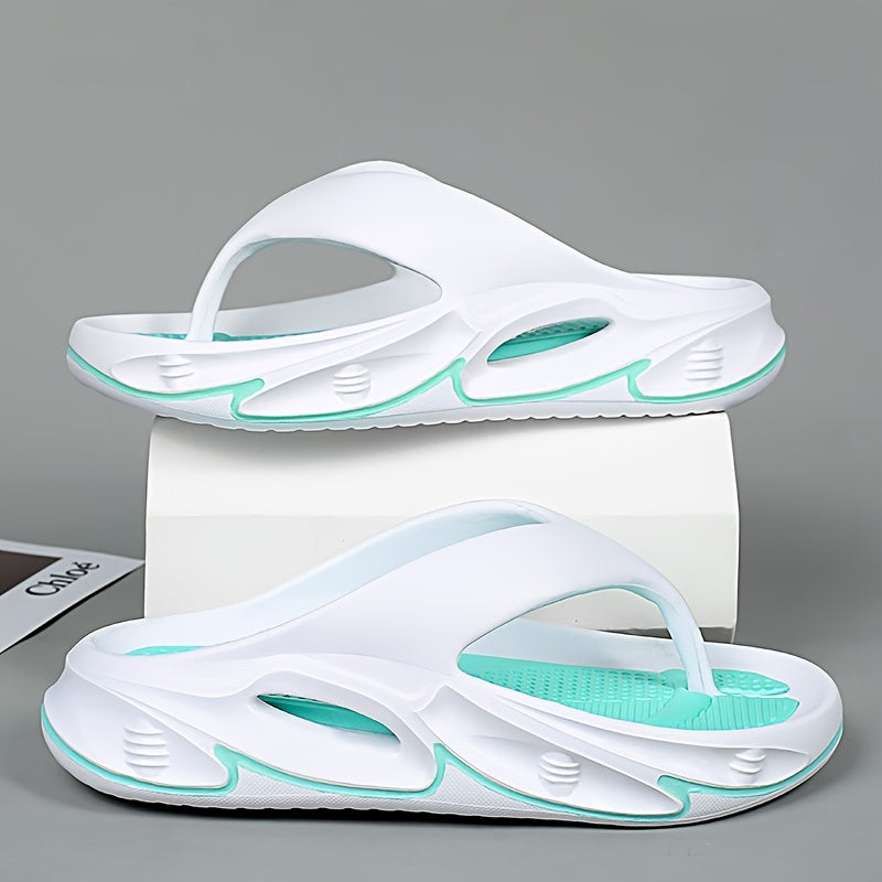Men's and Women's fashionable color block thick bottom flip flops, comfortable, non slip, casual, durable EVA sole toe sandals suitable for Men's and Women's outdoor activities