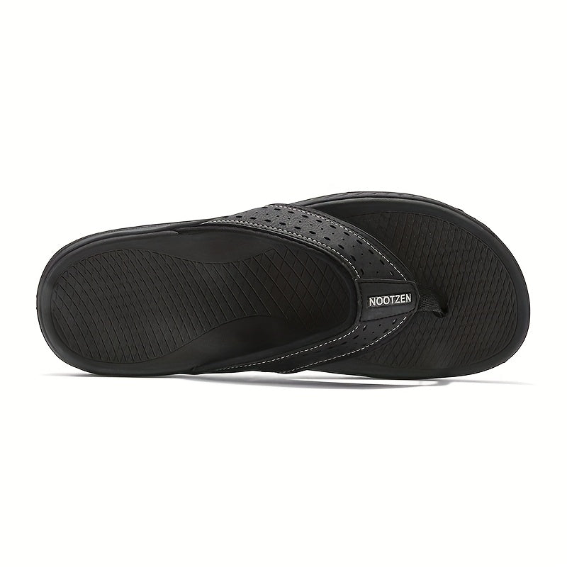 Men's Non-Slip Sport Flip Flops - Slip-On Beach Sandals with Cushioned EVA Sole, Lightweight PU Upper - All-Season Indoor/Outdoor Shoes for Gym, Travel, Casual Walking - Men's Comfortable Thong Sandals, Beach Shoes, Travel Footwear, Sleek Design,