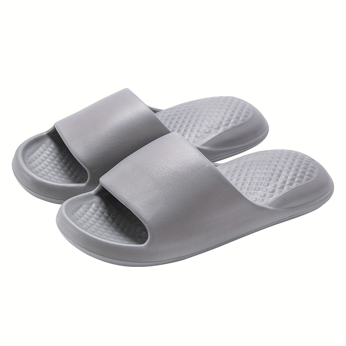 Solid Color Unisex Comfortable Minimalist Creative Embossed Cushion Summer Women's Slippers Soft EVA Versatile Couple Outdoor Beach Walking Indoor Home Bathing Multi-Color Options LE-576