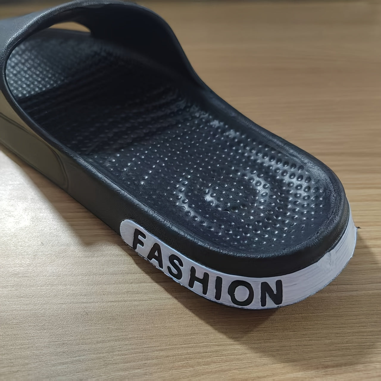 Men'S EVA Slide Sandals - Non-Slip, Massage Design, White with Black Accents, Perfect for Indoor & Outdoor Use, All-Season Comfort, Indoor Slippers | Sporty Sandals | EVA Sandals