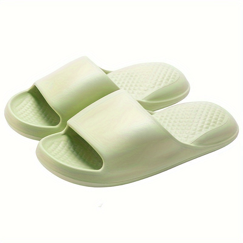 Solid Color Unisex Comfortable Minimalist Creative Embossed Cushion Summer Women's Slippers Soft EVA Versatile Couple Outdoor Beach Walking Indoor Home Bathing Multi-Color Options LE-576