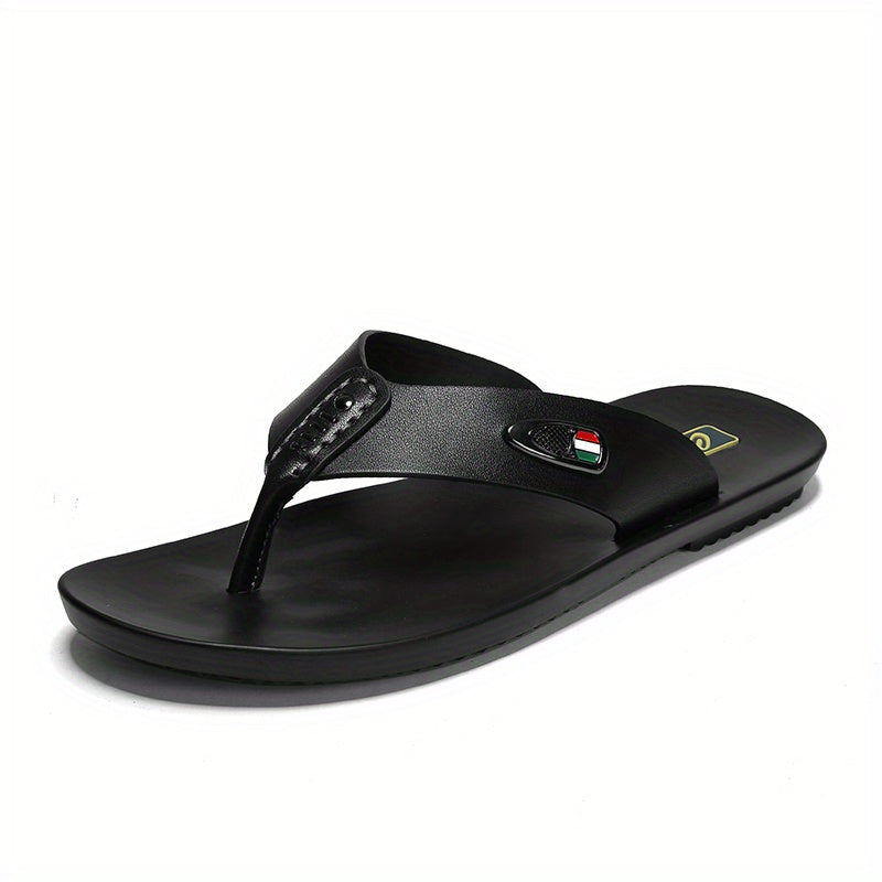 Men's Soft Non-Slip EVA Slide Sandals - Slip-On Rubber Sole Indoor/Outdoor House Shoes for Beach, Casual & Home Use - Lightweight Comfortable Vacation Slippers (Black), Solid Color Design, Beach Footwear, Minimalist Footwear, Unisex Slides