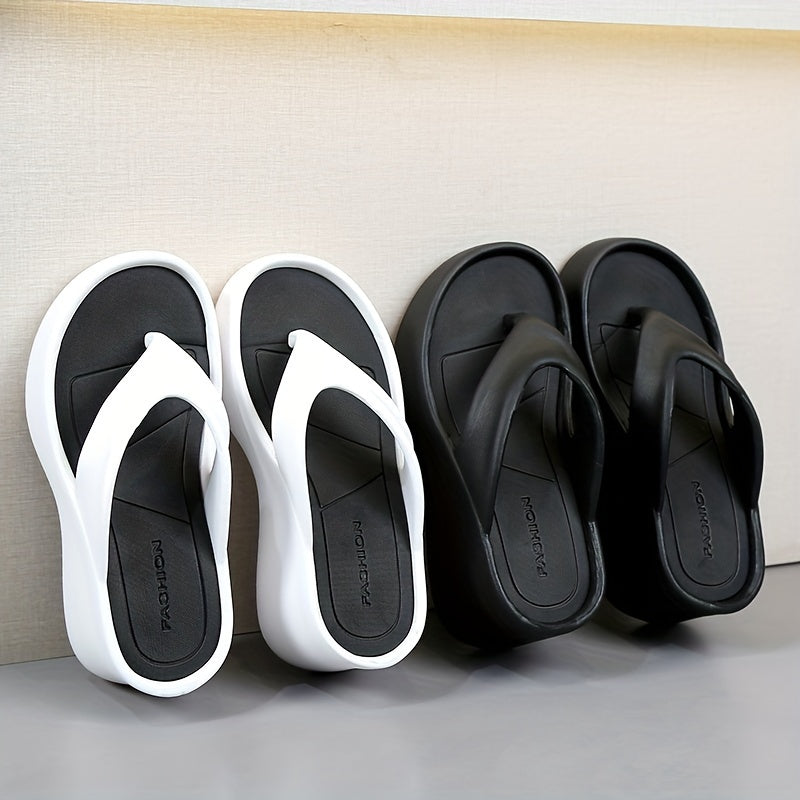 Women's Comfort Wedge Flip-Flops with Arch Support - Casual Slide Sandals for Indoor/Outdoor, Summer Patio & Pool, Non-Slip EVA Sole