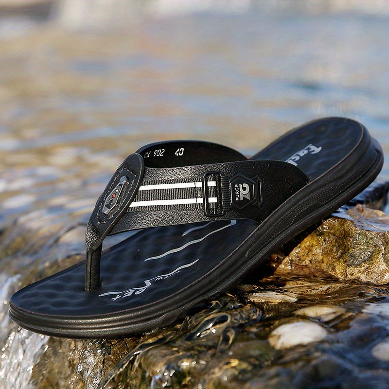 New Trendy Flip-Flops for Home Use, Lazy Slippers, Beach Shoes, Lightweight, Quick-Drying, Odor-Resistant, Wear-Resistant, Comfortable, Soft-Soled Casual Shoes for Men. Summer Outdoor Fashionable And Versatile Home And Bathroom Non-Slip Slippers, 2pcs
