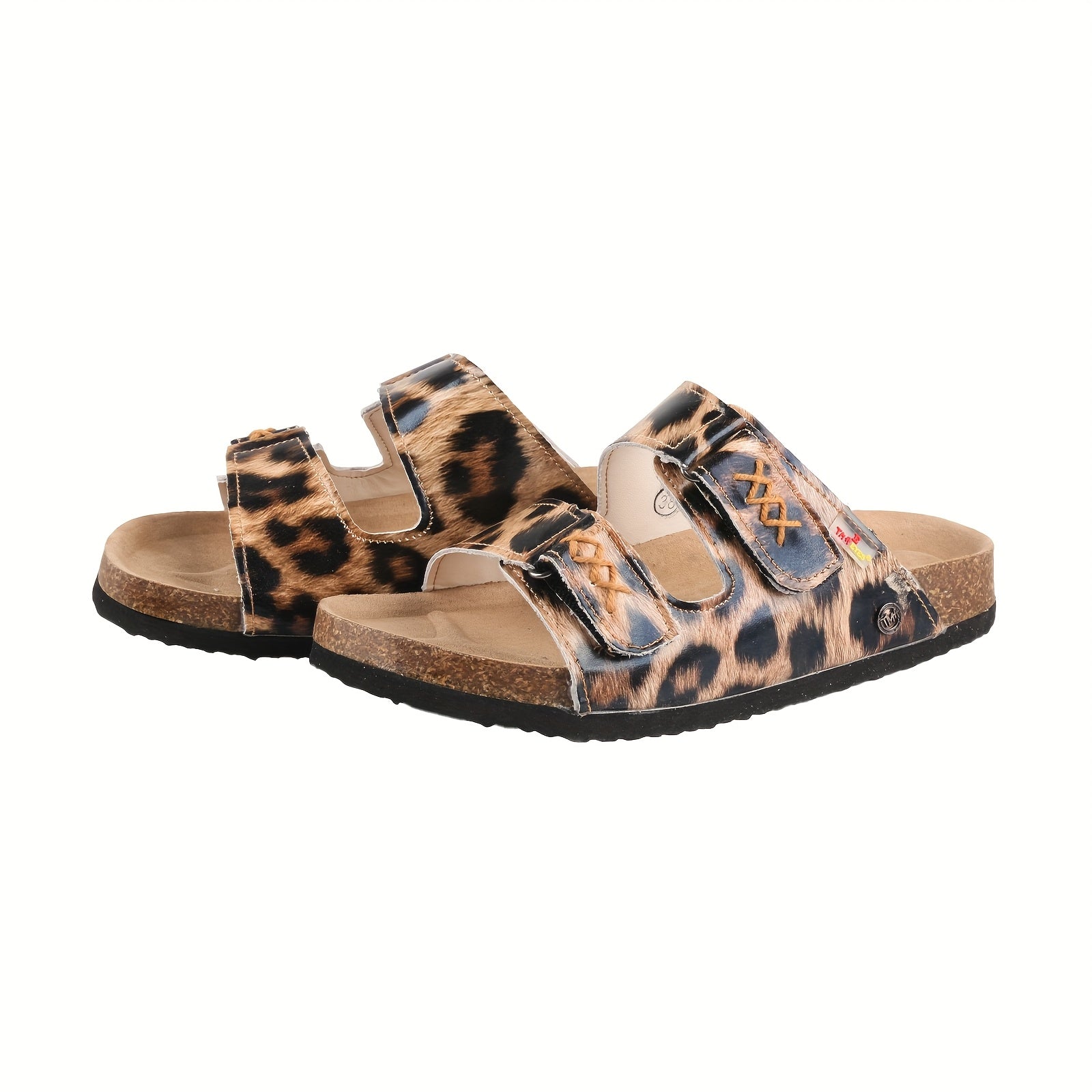Women's Leopard Print Flip Flops - Open-Toe Summer Sandals with Non-Tiring Thick Platform Sole, Cushioned EVA/TPR Outsole - Slip-On Beach Shoes for Women - TMA EYES Everyday & Formal Use, Cute Sandals