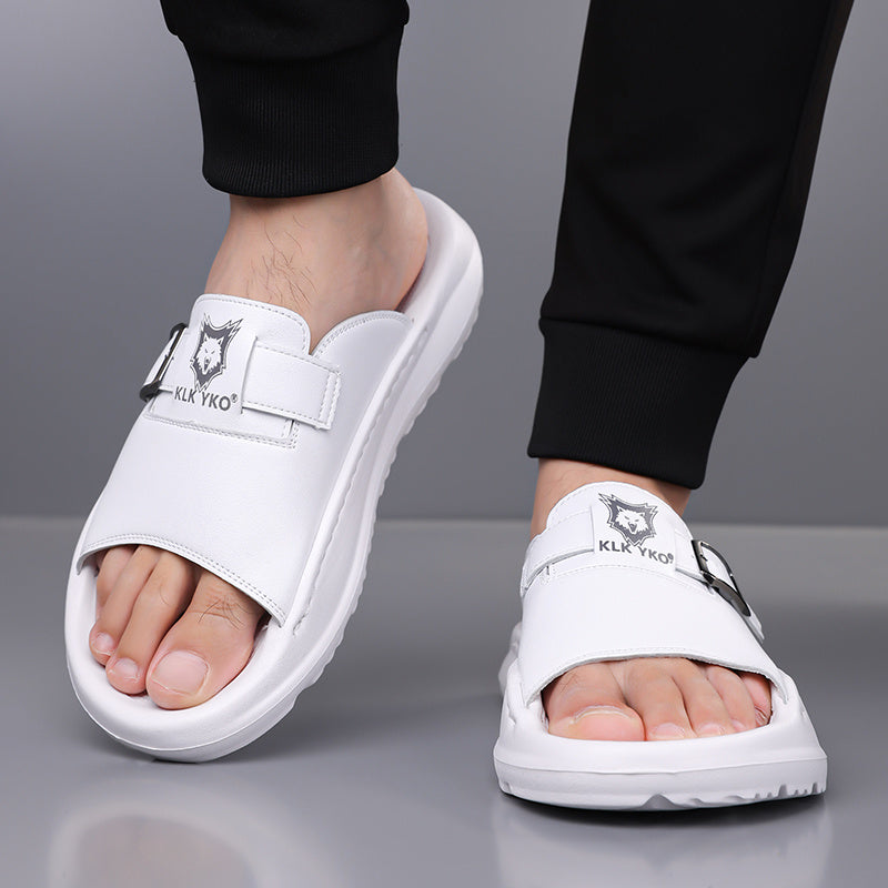 Soft EVA Men's Slippers - Comfortable, Thick Sole, Non-Slip Casual Slip-On Shoes, Stylish Open-Toe for All Seasons, Perfect for Indoor/Outdoor Use, Beach and Home Relaxation, Men's Breathable Outdoor Driving Anti-Slip Durable Summer Sandals, Fashionable