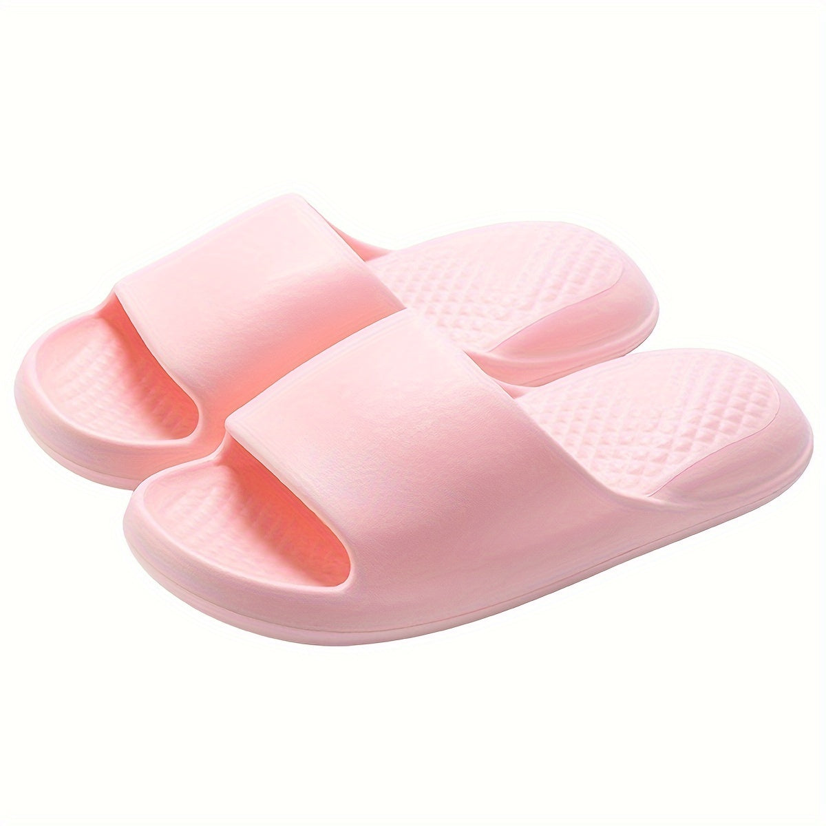Solid Color Unisex Comfortable Minimalist Creative Embossed Cushion Summer Women's Slippers Soft EVA Versatile Couple Outdoor Beach Walking Indoor Home Bathing Multi-Color Options LE-576