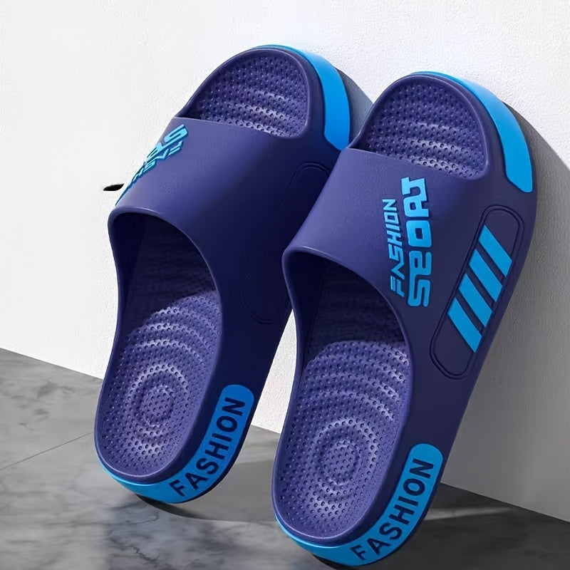 Men'S EVA Slide Sandals - Non-Slip, Massage Design, White with Black Accents, Perfect for Indoor & Outdoor Use, All-Season Comfort, Indoor Slippers | Sporty Sandals | EVA Sandals
