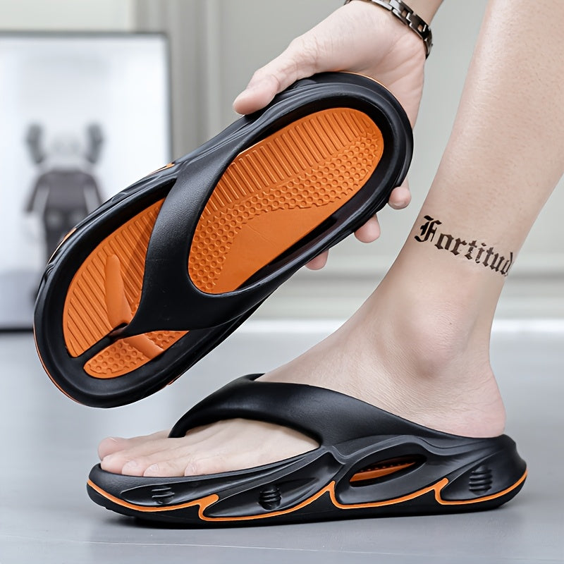 Men's and Women's fashionable color block thick bottom flip flops, comfortable, non slip, casual, durable EVA sole toe sandals suitable for Men's and Women's outdoor activities