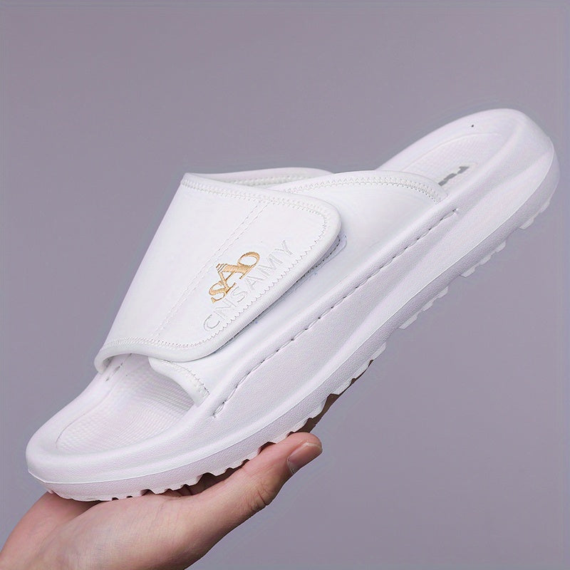 Men's Fashion Anti-Slip Flip-Flops, Comfortable Thick-Soled Summer Beach Sandals - White with Black Accents, Durable EVA Material, Casual Outdoor Style, Unisex Design, 2025 New Lightweight Quick-Dry Men's Slippers - Stylish Open-Toe Sandals for