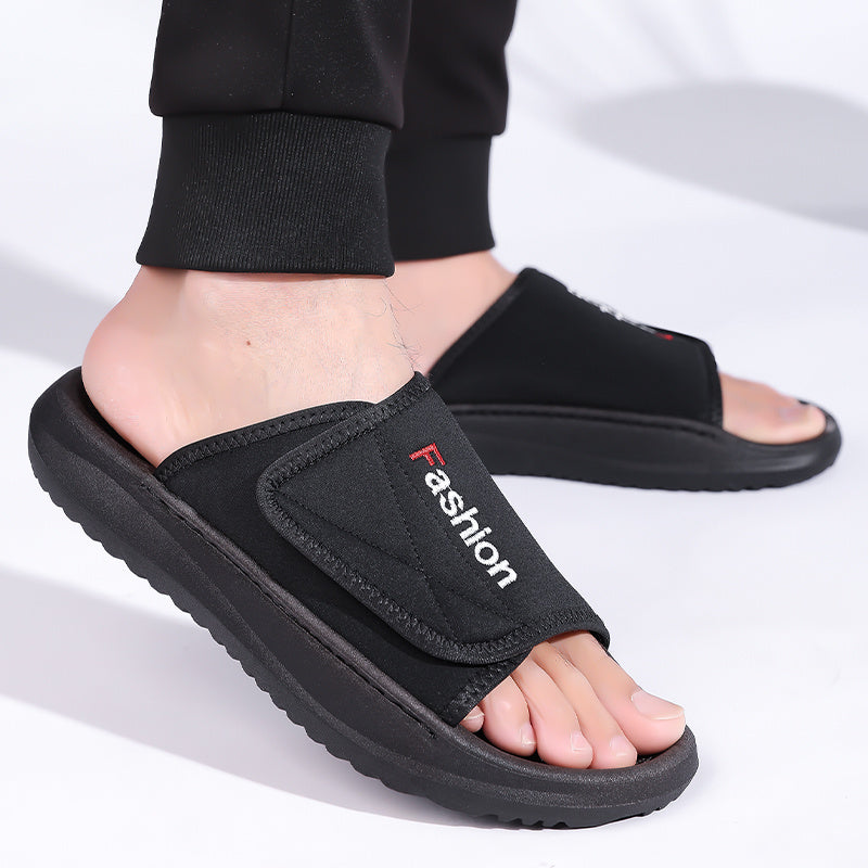 Men'S Classic Slide Sandals with Adjustable Strap, Shock-Absorbing Soft Cushion Insole, Non-Slip Durable Outsole for 11 Festivals, Summer Beach Pool Casual Slippers