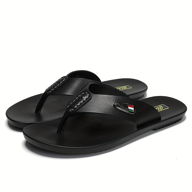 Men's Soft Non-Slip EVA Slide Sandals - Slip-On Rubber Sole Indoor/Outdoor House Shoes for Beach, Casual & Home Use - Lightweight Comfortable Vacation Slippers (Black), Solid Color Design, Beach Footwear, Minimalist Footwear, Unisex Slides