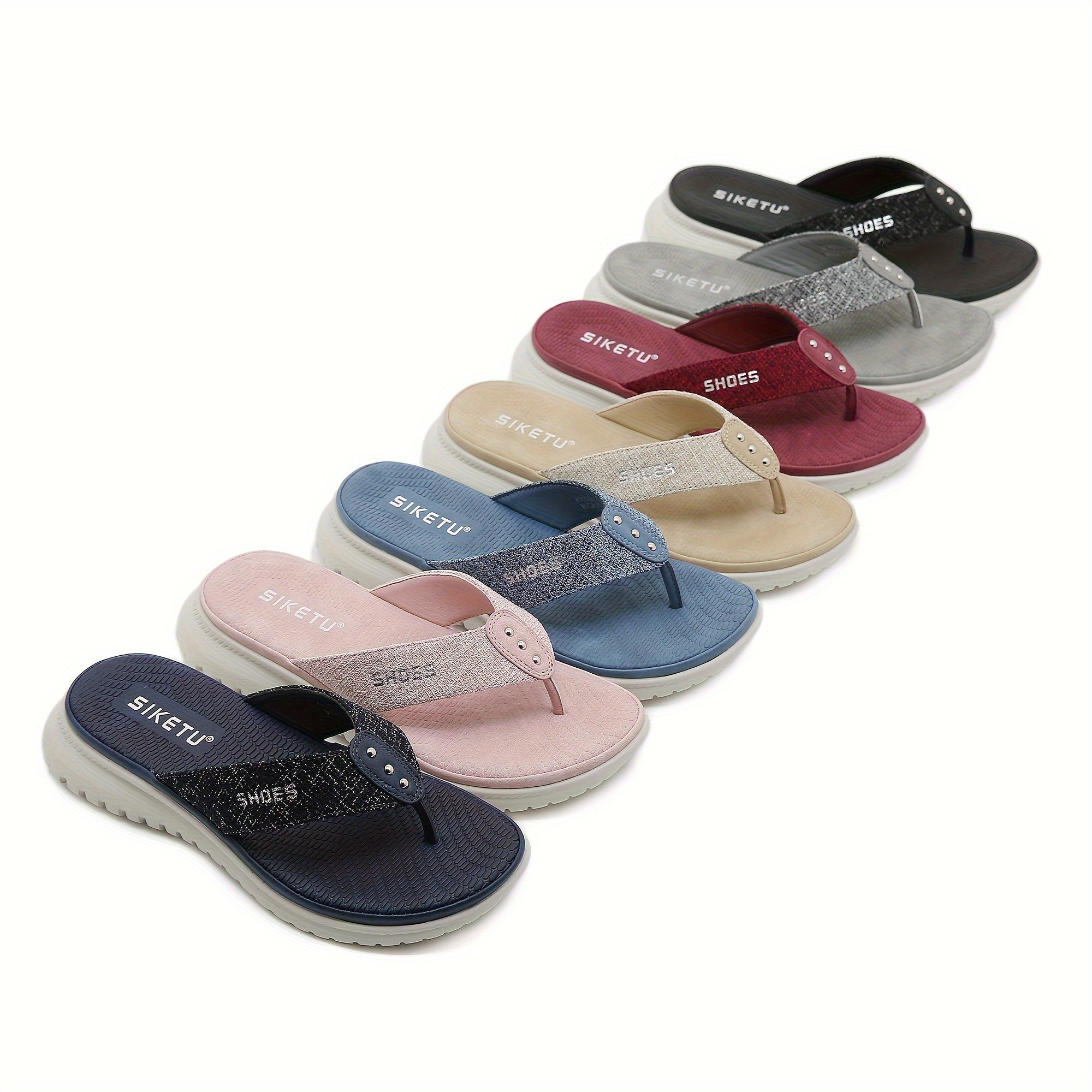 Women's Summer Slide Sandals - Casual Open-Toe Flip-Flops with Arch Support, Comfortable Low Heel, Fabric Upper, EVA Insole, Available in Pink, Red, Blue, Black, Grey, Beige & More, Sizes 35-42, Strappy Sandals