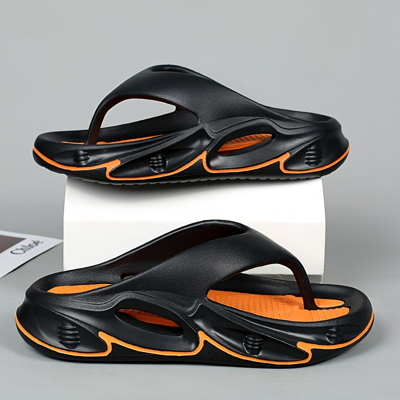 Men's and Women's fashionable color block thick bottom flip flops, comfortable, non slip, casual, durable EVA sole toe sandals suitable for Men's and Women's outdoor activities