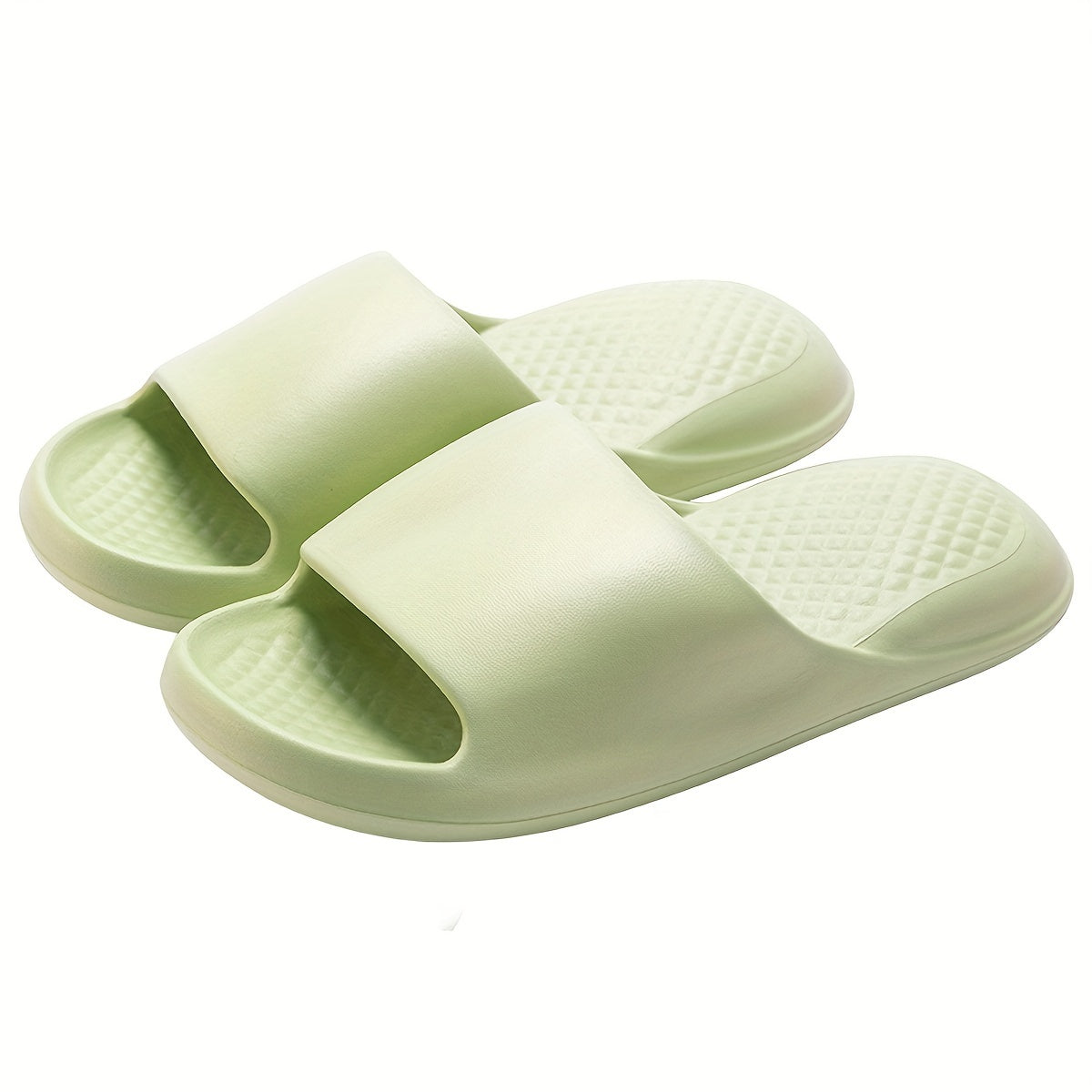 Solid Color Unisex Comfortable Minimalist Creative Embossed Cushion Summer Women's Slippers Soft EVA Versatile Couple Outdoor Beach Walking Indoor Home Bathing Multi-Color Options LE-576