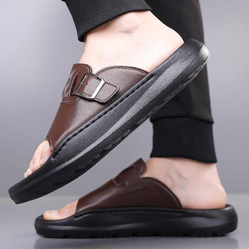 Soft EVA Men's Slippers - Comfortable, Thick Sole, Non-Slip Casual Slip-On Shoes, Stylish Open-Toe for All Seasons, Perfect for Indoor/Outdoor Use, Beach and Home Relaxation, Men's Breathable Outdoor Driving Anti-Slip Durable Summer Sandals, Fashionable