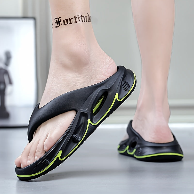 Men's and Women's fashionable color block thick bottom flip flops, comfortable, non slip, casual, durable EVA sole toe sandals suitable for Men's and Women's outdoor activities