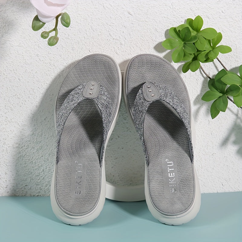 Women's Summer Slide Sandals - Casual Open-Toe Flip-Flops with Arch Support, Comfortable Low Heel, Fabric Upper, EVA Insole, Available in Pink, Red, Blue, Black, Grey, Beige & More, Sizes 35-42, Strappy Sandals