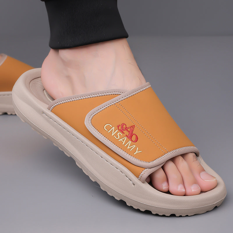 SND Men'S Fashion Anti-Slip Flip-Flops, Comfortable Thick Sole Summer Beach Slippers - White with Black Accents, Durable EVA Material, Casual Outdoor Style, Neutral Design, 2025 New Men'S Lightweight Quick-Dry Slippers - Stylish Open-Toe Sandals for