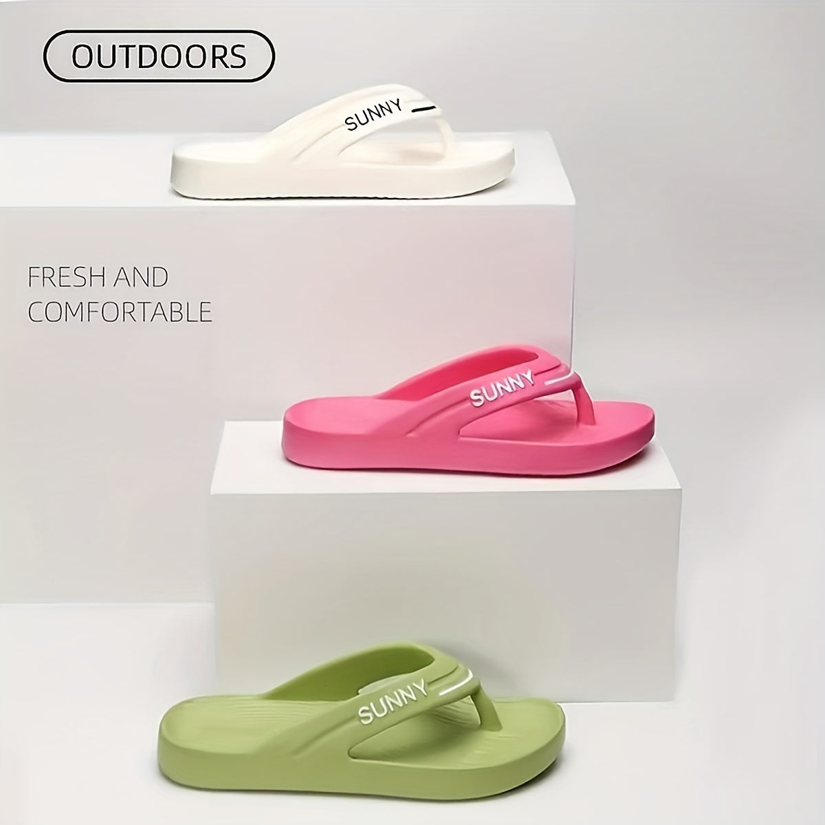 SUNNY Flip-Flops - Stylish & Comfortable EVA Spring/Summer Beach Slippers, Non-Slip, Lightweight & Durable, Perfect for Outdoor Travel and Beach Days, Gift Choice, Casual Beachwear | Casual Style | Lightweight Sole