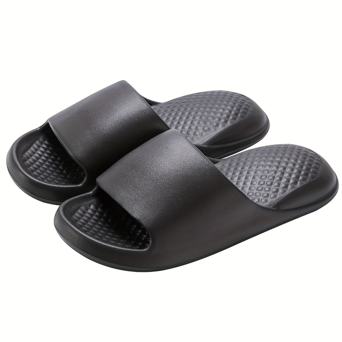 Solid Color Unisex Comfortable Minimalist Creative Embossed Cushion Summer Women's Slippers Soft EVA Versatile Couple Outdoor Beach Walking Indoor Home Bathing Multi-Color Options LE-576