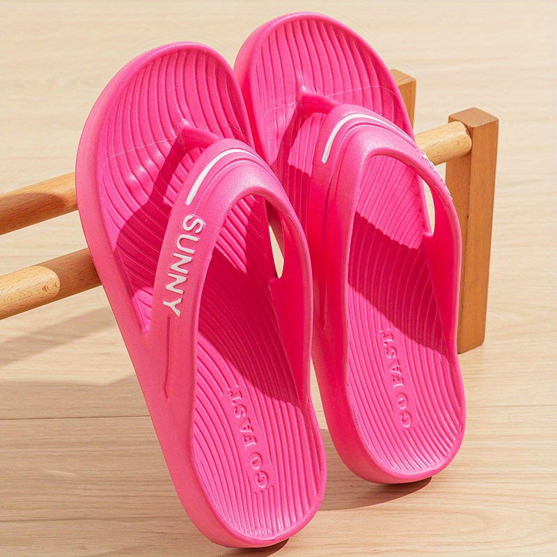 Women'S Non-Slip Comfort Flip Flops, Casual Solid Color EVA Sandals, All-Season Versatile Beach Slides, Hand Washable, Outdoor Fashion Footwear