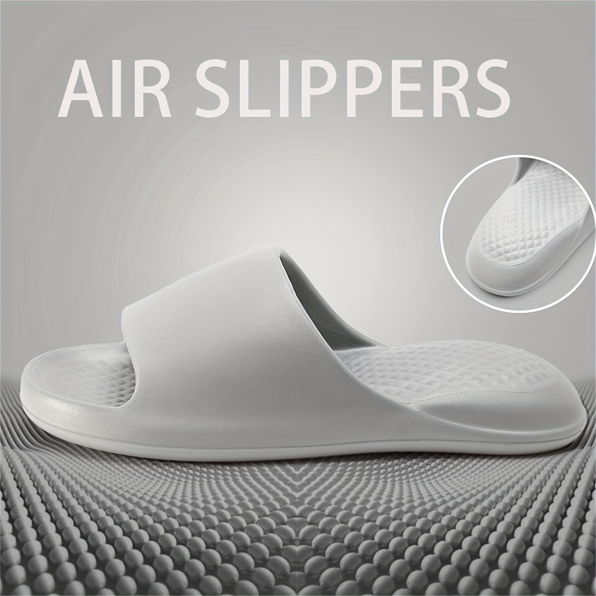 Solid Color Unisex Comfortable Minimalist Creative Embossed Cushion Summer Women's Slippers Soft EVA Versatile Couple Outdoor Beach Walking Indoor Home Bathing Multi-Color Options LE-576