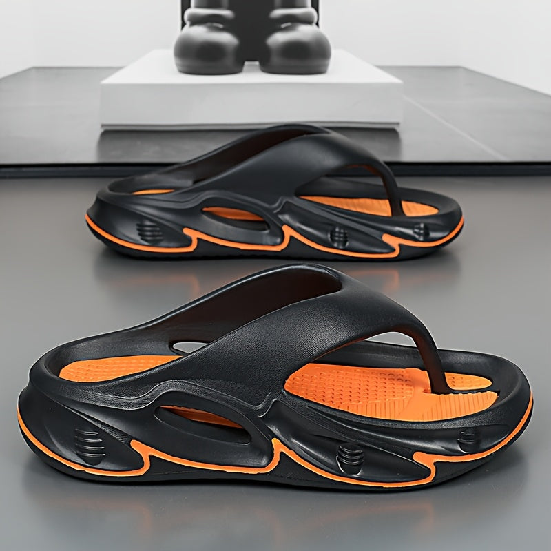 Men's and Women's fashionable color block thick bottom flip flops, comfortable, non slip, casual, durable EVA sole toe sandals suitable for Men's and Women's outdoor activities