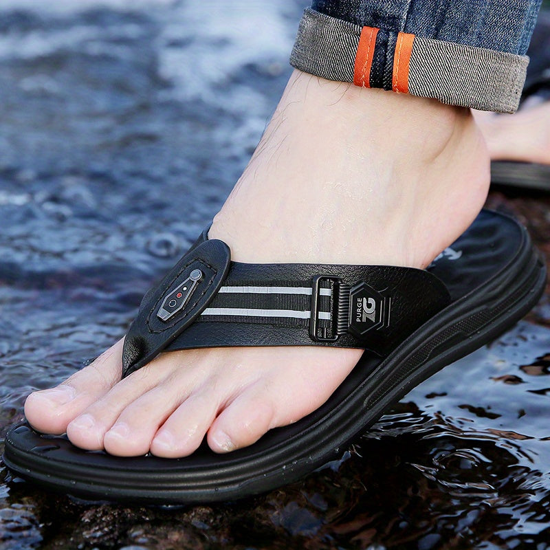 New Trendy Flip-Flops for Home Use, Lazy Slippers, Beach Shoes, Lightweight, Quick-Drying, Odor-Resistant, Wear-Resistant, Comfortable, Soft-Soled Casual Shoes for Men. Summer Outdoor Fashionable And Versatile Home And Bathroom Non-Slip Slippers, 2pcs