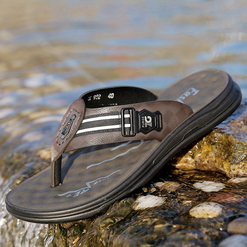 New Trendy Flip-Flops for Home Use, Lazy Slippers, Beach Shoes, Lightweight, Quick-Drying, Odor-Resistant, Wear-Resistant, Comfortable, Soft-Soled Casual Shoes for Men. Summer Outdoor Fashionable And Versatile Home And Bathroom Non-Slip Slippers, 2pcs