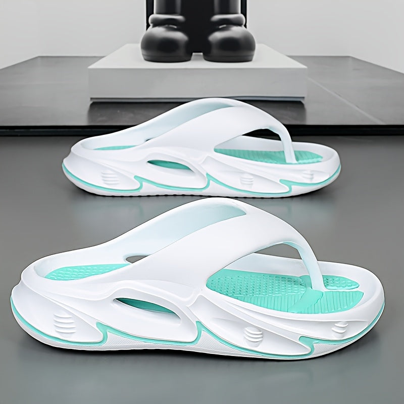 Men's and Women's fashionable color block thick bottom flip flops, comfortable, non slip, casual, durable EVA sole toe sandals suitable for Men's and Women's outdoor activities