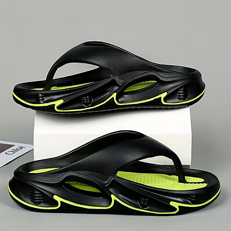 Men's and Women's fashionable color block thick bottom flip flops, comfortable, non slip, casual, durable EVA sole toe sandals suitable for Men's and Women's outdoor activities