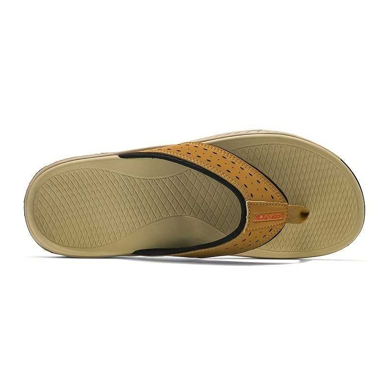 Men's Non-Slip Sport Flip Flops - Slip-On Beach Sandals with Cushioned EVA Sole, Lightweight PU Upper - All-Season Indoor/Outdoor Shoes for Gym, Travel, Casual Walking - Men's Comfortable Thong Sandals, Beach Shoes, Travel Footwear, Sleek Design,