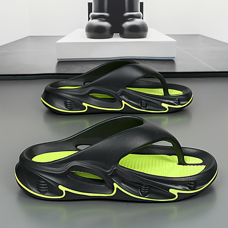 Men's and Women's fashionable color block thick bottom flip flops, comfortable, non slip, casual, durable EVA sole toe sandals suitable for Men's and Women's outdoor activities