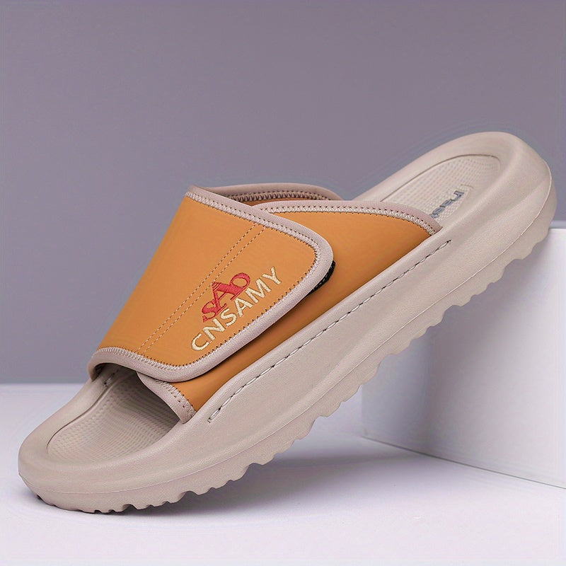 Men's Fashion Anti-Slip Flip-Flops, Comfortable Thick-Soled Summer Beach Sandals - White with Black Accents, Durable EVA Material, Casual Outdoor Style, Unisex Design, 2025 New Lightweight Quick-Dry Men's Slippers - Stylish Open-Toe Sandals for