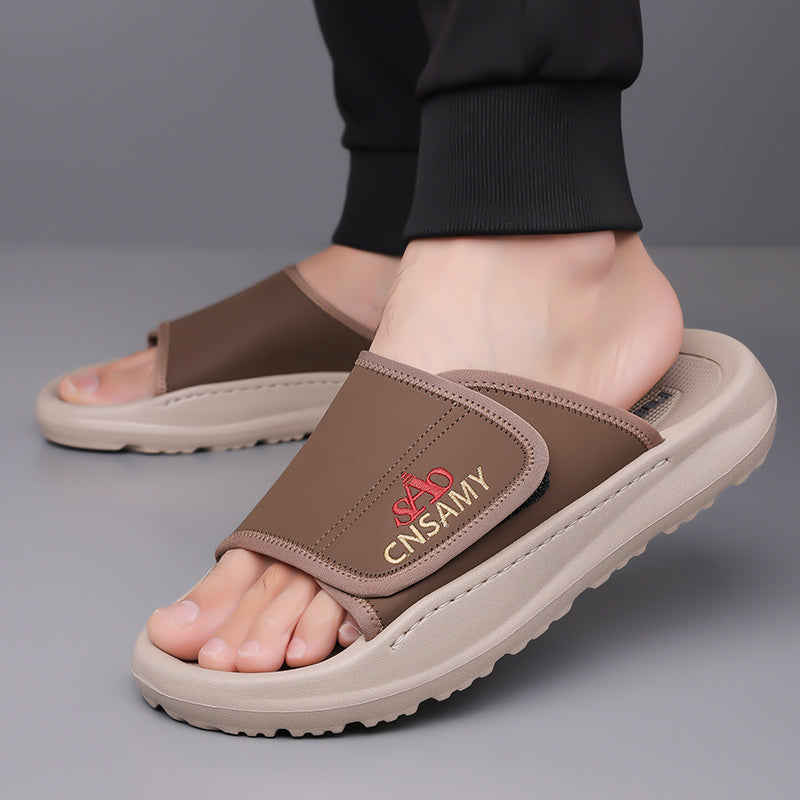 SND Men'S Fashion Non-Slip Flip-Flops, Comfortable Thick Sole Summer Beach Sandals - White with Black Accents, Durable EVA Material, Casual Outdoor Style, Unisex Design, New Men'S Lightweight Quick-Dry Slippers - Stylish Open-Toe Sandals Suitable for