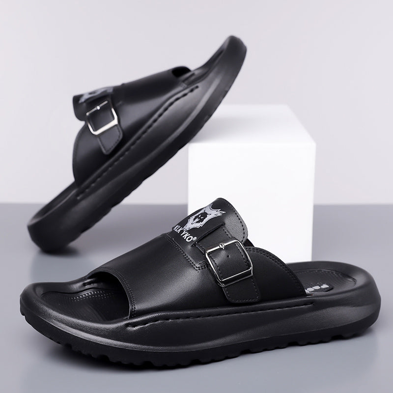 Soft EVA Men's Slippers - Comfortable, Thick Sole, Non-Slip Casual Slip-On Shoes, Stylish Open-Toe for All Seasons, Perfect for Indoor/Outdoor Use, Beach and Home Relaxation, Men's Breathable Outdoor Driving Anti-Slip Durable Summer Sandals, Fashionable