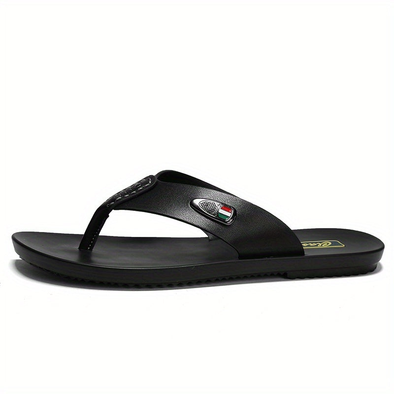 Men's Soft Non-Slip EVA Slide Sandals - Slip-On Rubber Sole Indoor/Outdoor House Shoes for Beach, Casual & Home Use - Lightweight Comfortable Vacation Slippers (Black), Solid Color Design, Beach Footwear, Minimalist Footwear, Unisex Slides